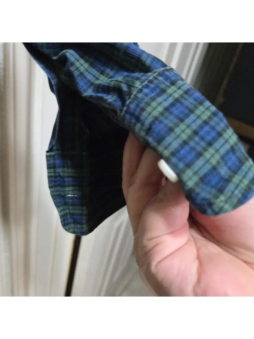 J Crew Secret Wash Slim Shirt L Blackwatch Plaid Stretch